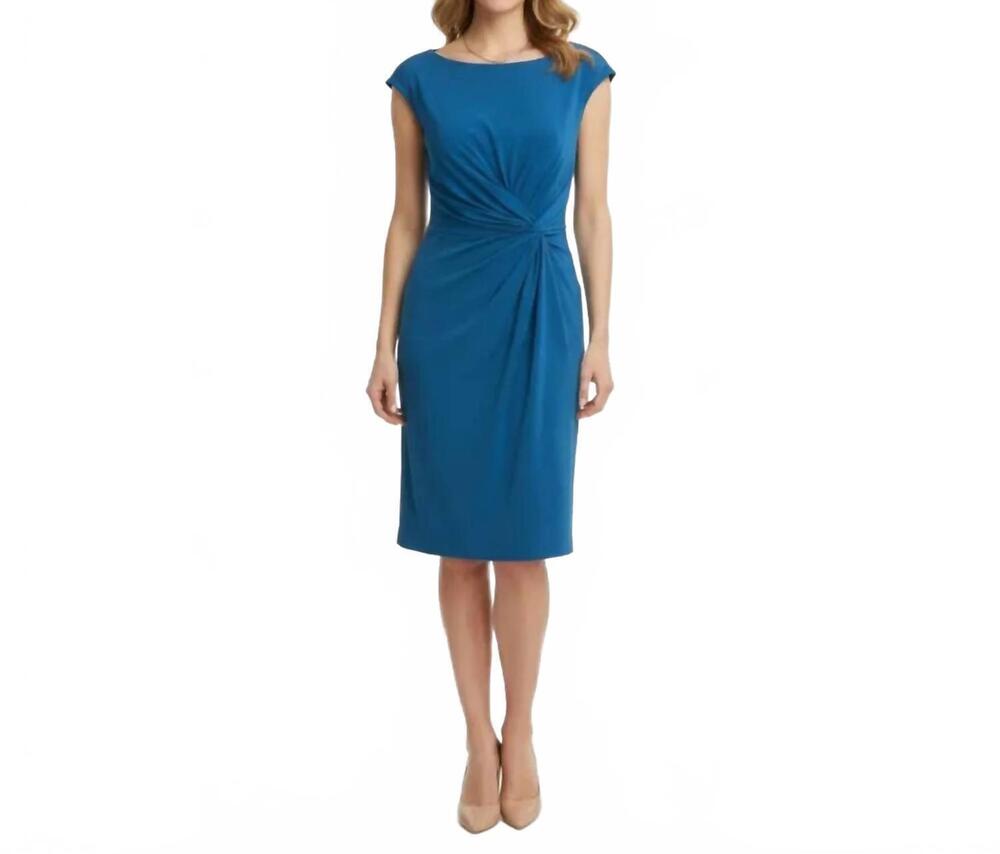 NEW BOSTON PROPER muse twist tie waist dress in blue